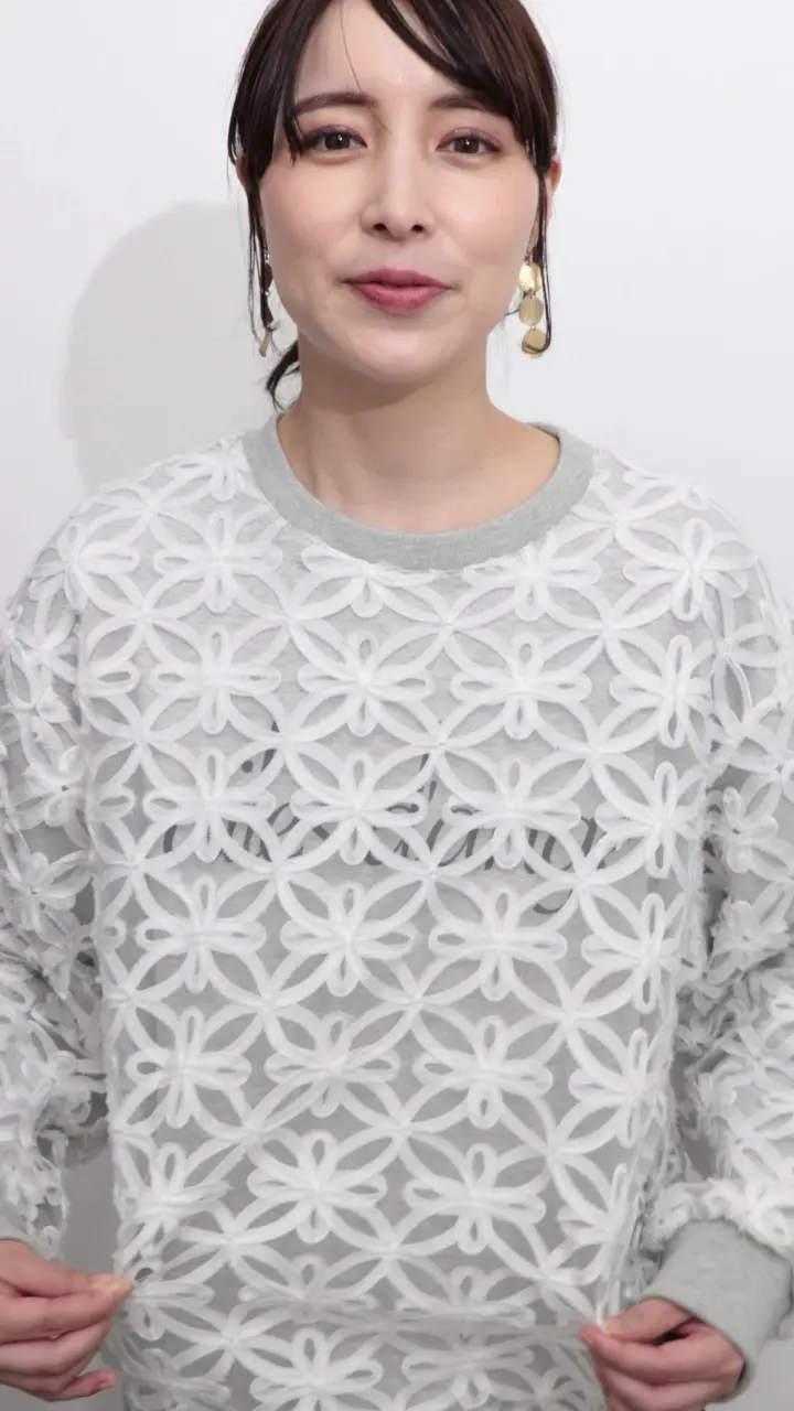 753008：天使モチーフ立体チュール×裏毛プルオーバーの通販-ScoLar