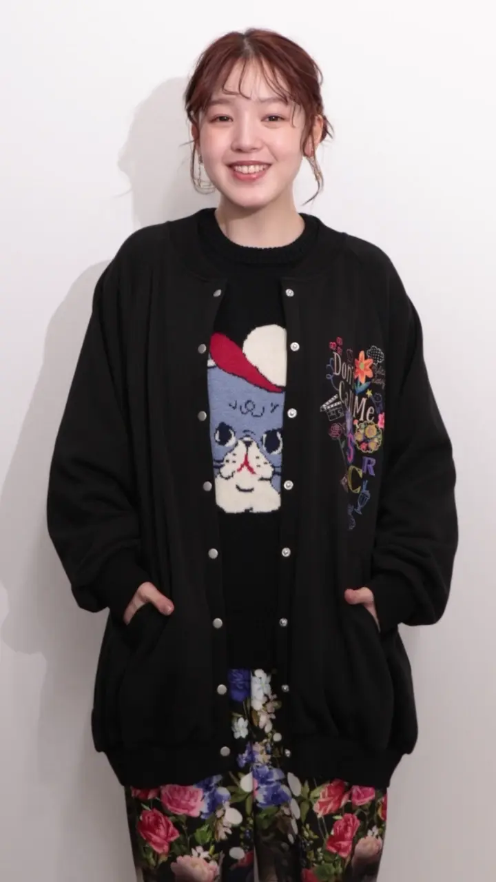 153728：ポップ柄裏起毛 裏毛×フライスブルゾンの通販-ScoLar