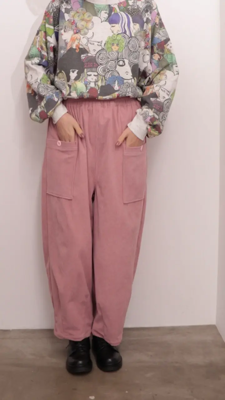 153754：スカラーちゃんネーム ボタンポケットコーデュロイパンツの