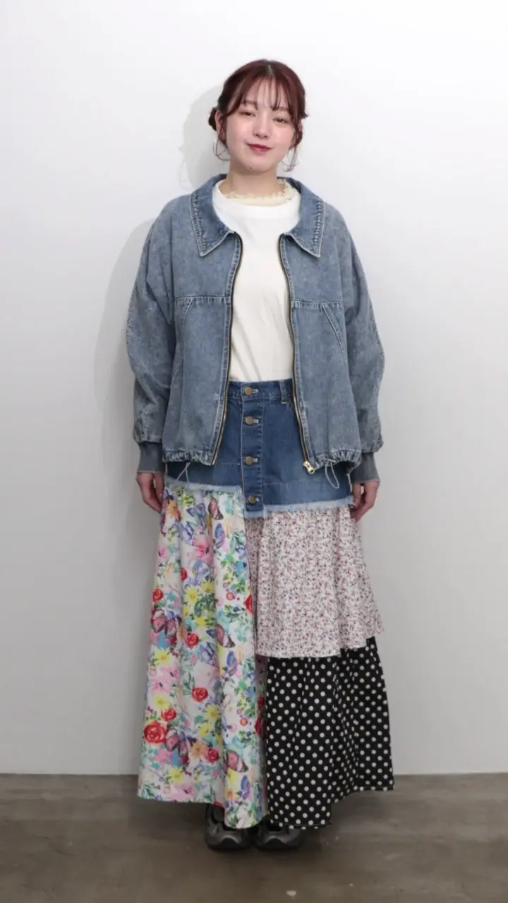 161614：ヴィンテージ風ネコ刺繍デニムジャケットの通販-ScoLar