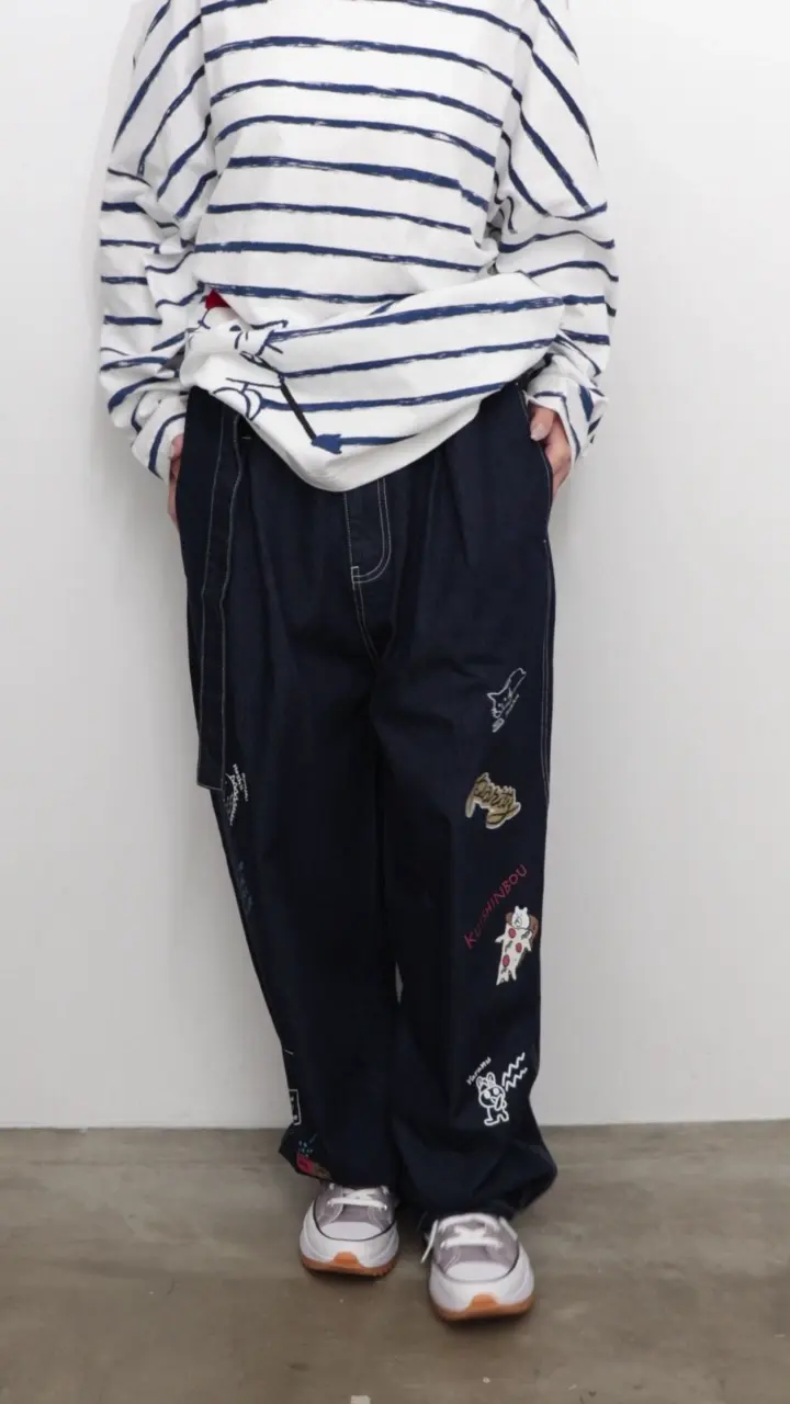 361102：らくがき風ワッペンベルト付きパンツの通販-ScoLar 