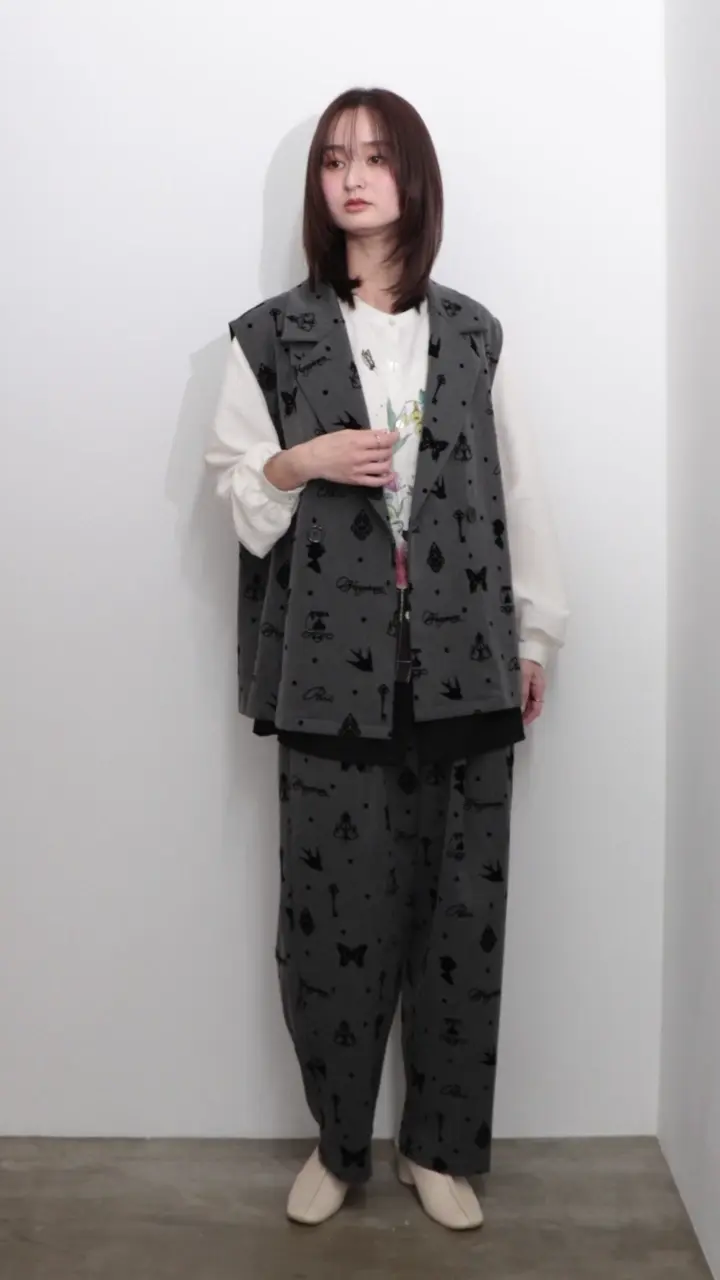 561209：アンティーク調フロッキープリントパンツの通販-ScoLar