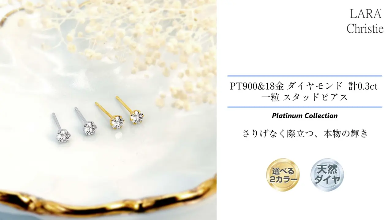 ピアス 両耳 計 0.3ct ダイヤモンド 1粒 スタッドピアス K18 ゴールド