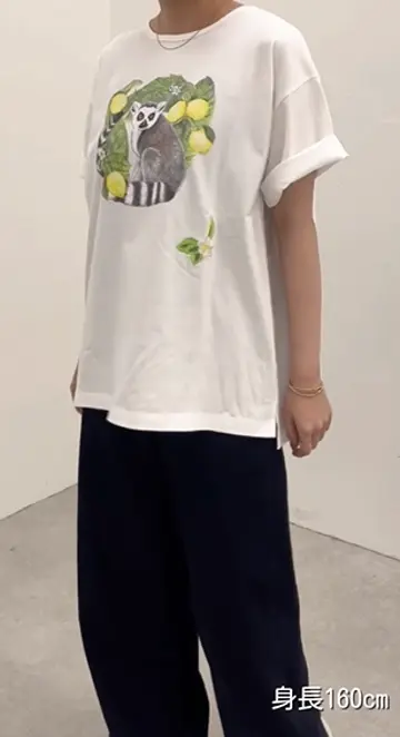 tシャツ sampo×ear ワオキツネザル/刺しゅうTシャツ レディース 動画あり》sampo×ear ワオキツネザル/刺しゅうTシャツ | ear