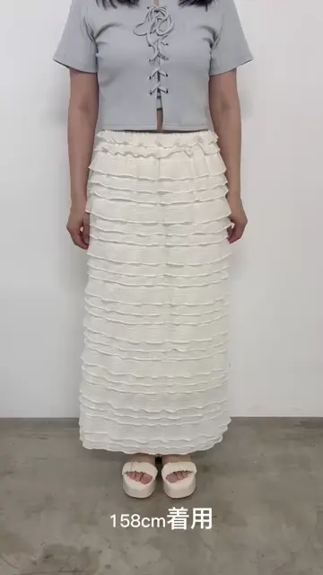 プチプラ/細見え/手洗い可能】カットフリルロングスカート | OLIVE des