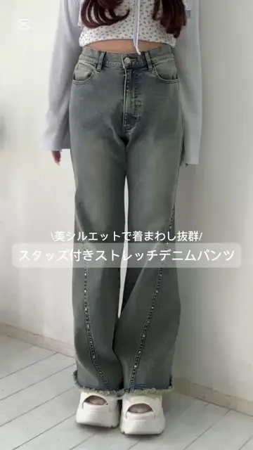 【SCULPTOR】スタッズ付きグレー デニムパンツ TAKA-Q ストレッチデニム スリムパンツ(セットアップ可能) メンズ