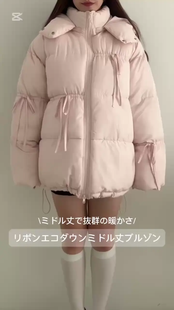 WEB限定アイテム】リボンエコダウンミドル丈ブルゾン | OLIVE des