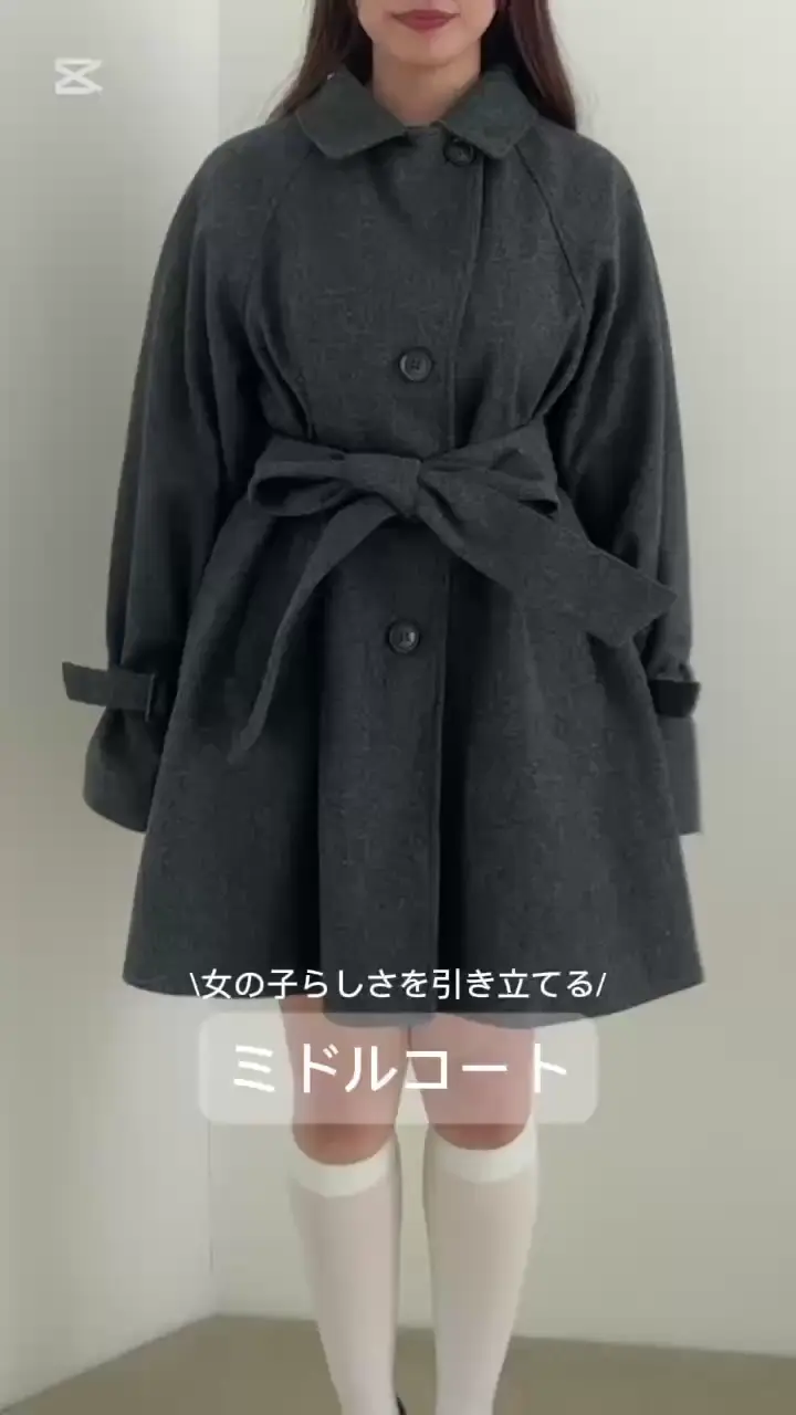 OLIVE des OLIVE【WEB限定】ミドル丈コートチャコールグレー OLIVE des OLIVE【WEB限定】ミドル丈コートチャコールグレー