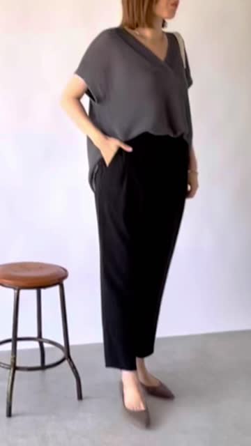 万能に使える美脚パンツ】ジョーゼット2タックジョッパーパンツ