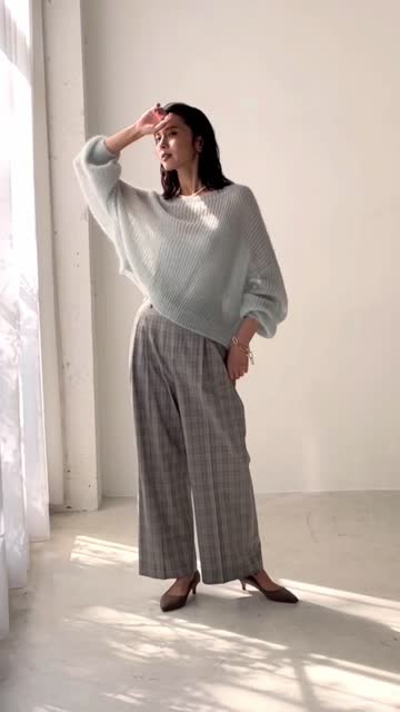 程よい透け感とクロップド丈が魅力】ペーパーモヘアシアークロップ