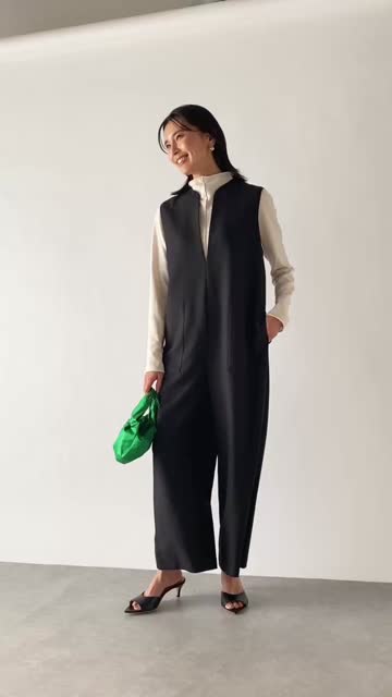 楽ちんキレイを叶える】スリットネックオールインワン | RIVE DROITE