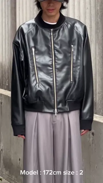 Neucon/ニューコン】シンセティックレザーZIPデザインショート