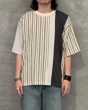ストライプ切替ZIP Tシャツ | Lui's(ルイス)メンズ | PAL CLOSET