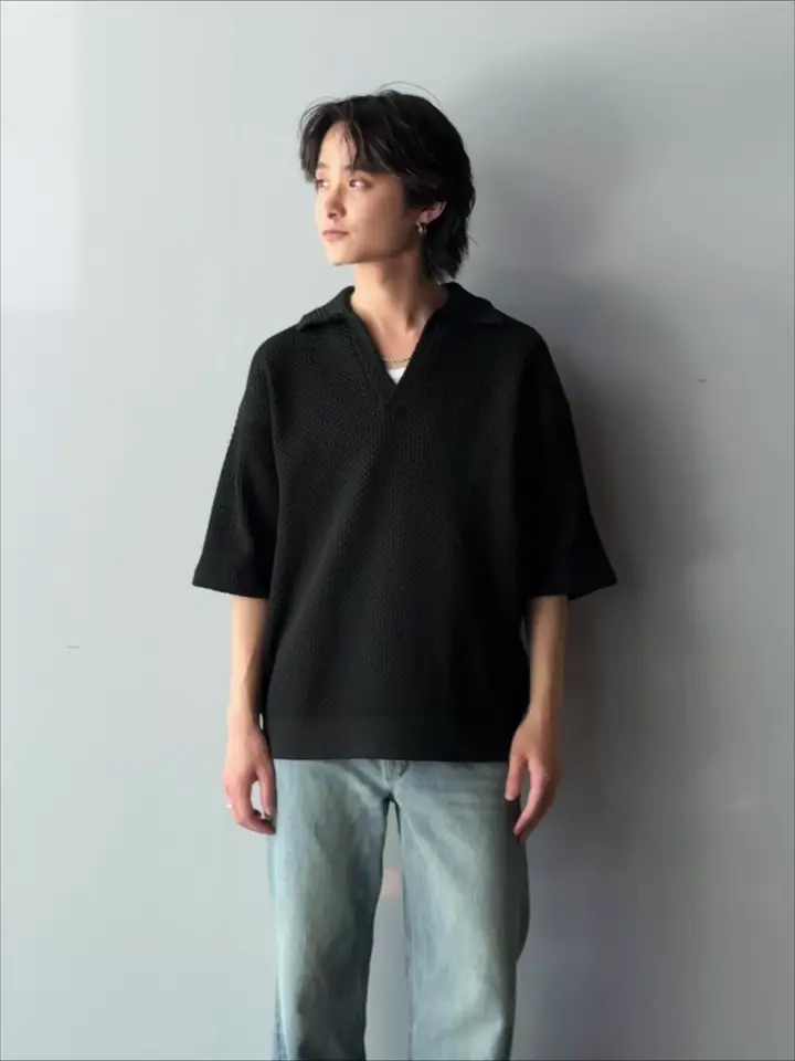 ワッフルショートスリーブスキッパーポロ | Lui