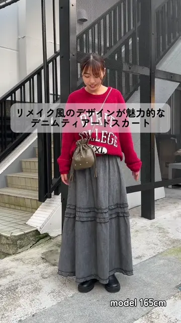 ビンテージライク加工デニムティアードスカート | CIAOPANIC