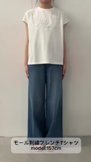 tシャツ モール刺繍フレンチTシャツ レディース キレイめTシャツ】モール刺繍フレンチTシャツ | COLLAGE