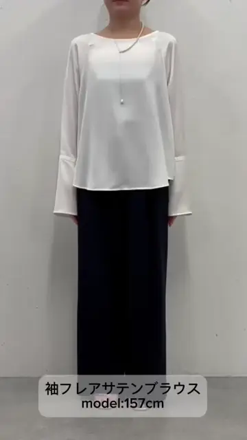 春まで使える/レイヤードアイテム】袖フレアサテンブラウス/セレモニー