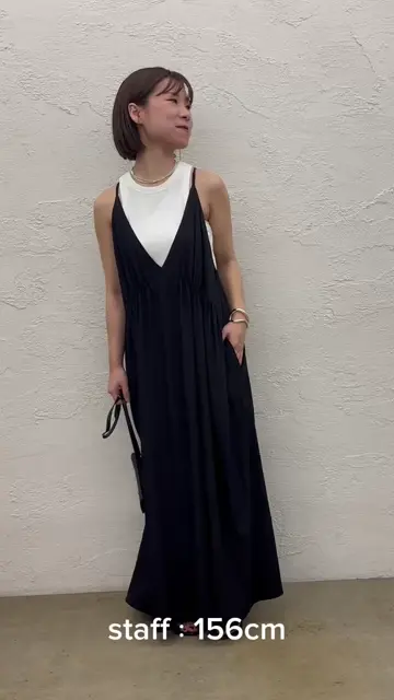 ガランテ華奢見えOP】【シーズンレス】ディープVキャミワンピース  