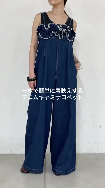 omekashi デニムキャミサロペット　ブラック　サイズ36 Omekashi サロペット オーバーオール デニムキャミサロペット