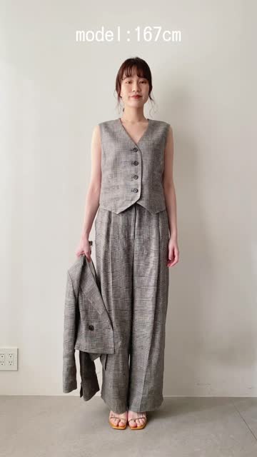 リネングレンチェックベスト | Whim Gazette(ウィム ガゼット  