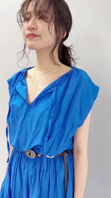 Whim Gazette シルクローンギャザーワンピース38 Whim Gazette(ウィム ガゼット)のシルクローンギャザー