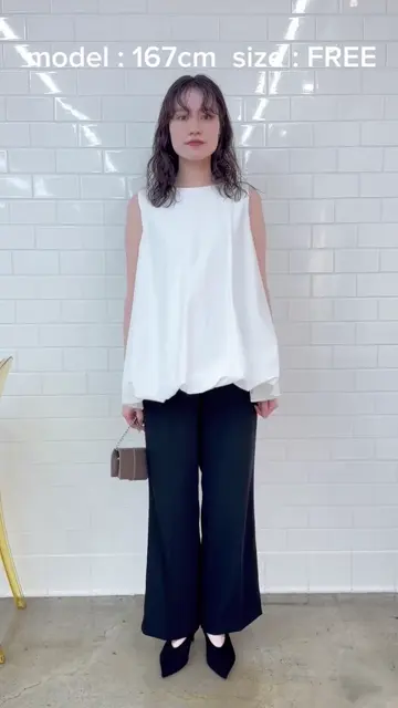 ノベルティ付き⭕️FORME バルーンギャザーブラウス アイボリー サイズ フリー ウォッシャブルサテン・ギャザーブラウス/40代50代からの