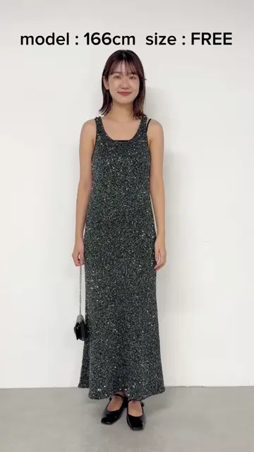 上品なスタイル スパンコールニットワンピース | Whim Gazette(ウィム ガゼット ワンピース