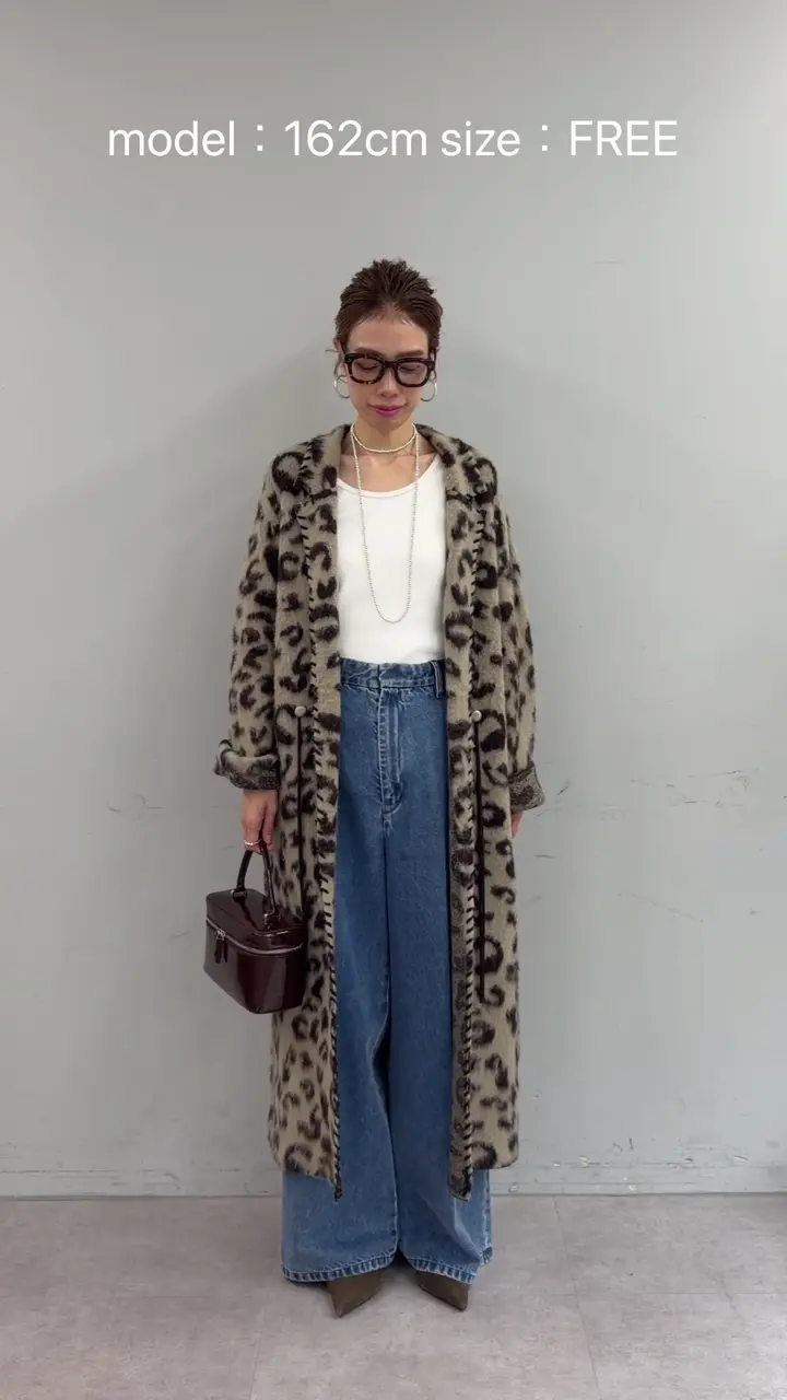 Whim Gazette ガウンニットコート☆美品 レオパードガウンニット | Whim Gazette(ウィム ガゼット)レディース