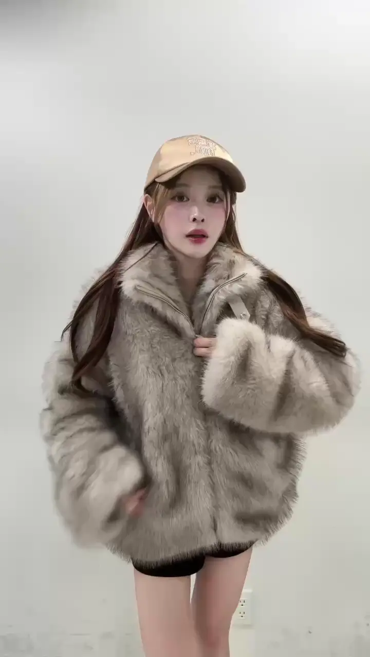 フェイクファー襟パイピングジャケット NICE CLAUP フェイクファー襟