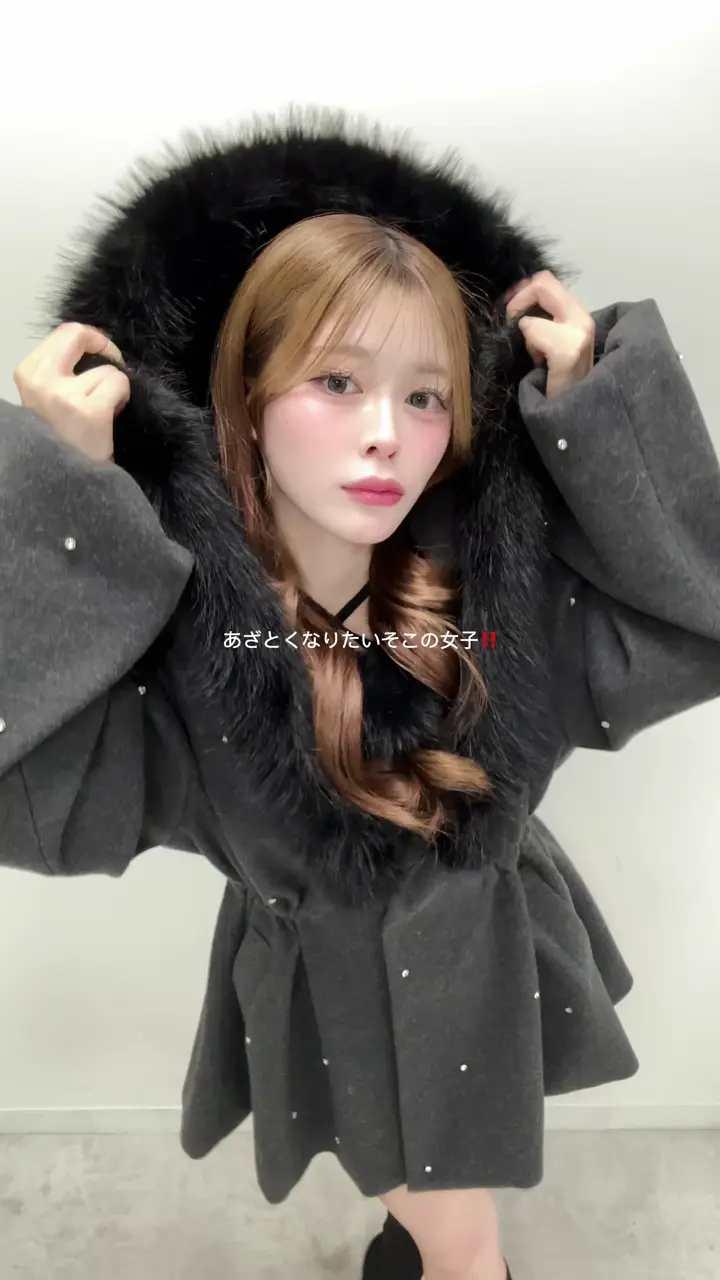 フードフェイクファービジューミドルコート 人気カラー再予約】フードフェイクファービジューミドルコート | one