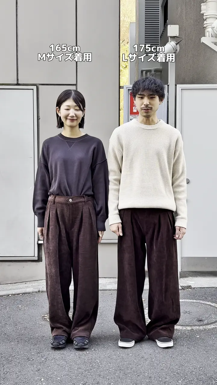 冬も暖かい◎】男女兼用/モールタックストレートワイドパンツ