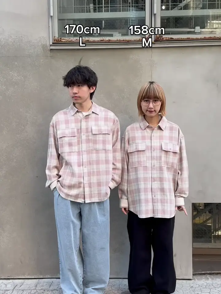 乾きやすい◎】ユニセックス/パナマ織り/袖配色/チェックシャツ