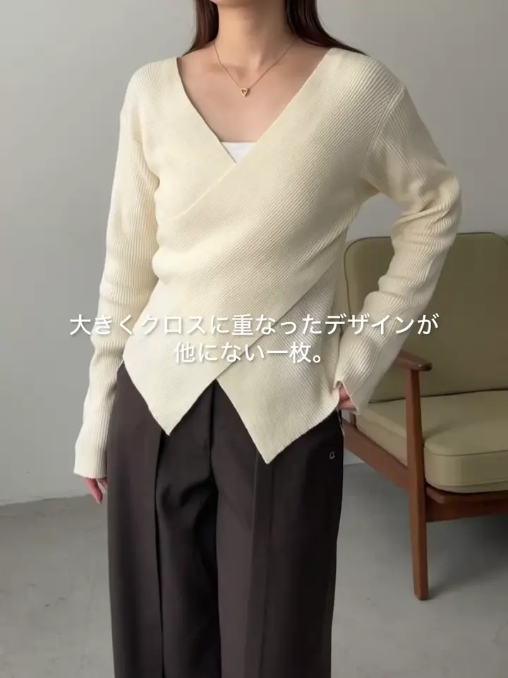 華奢見えが叶う】クロスVネックニット | CAPRICIEUX LE'MAGE