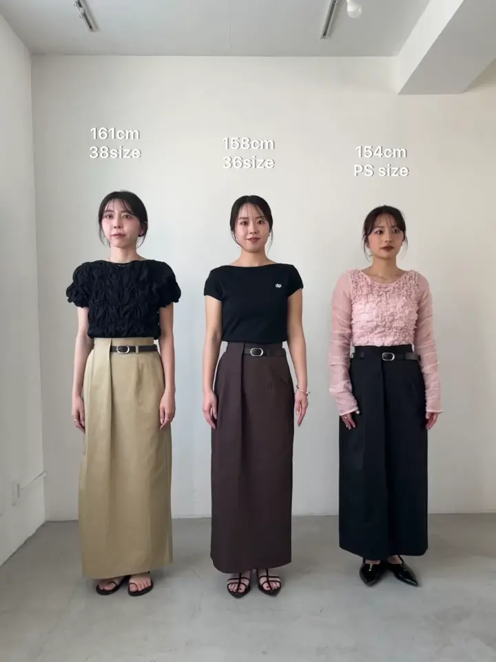 主役級スカート/低身長サイズあり】アシメタックベルト付スカート
