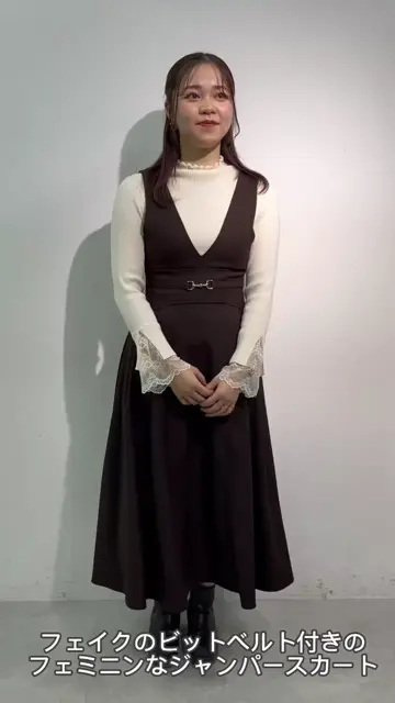 ビットベルト付きVネックジャンスカ | natural couture(ナチュラル