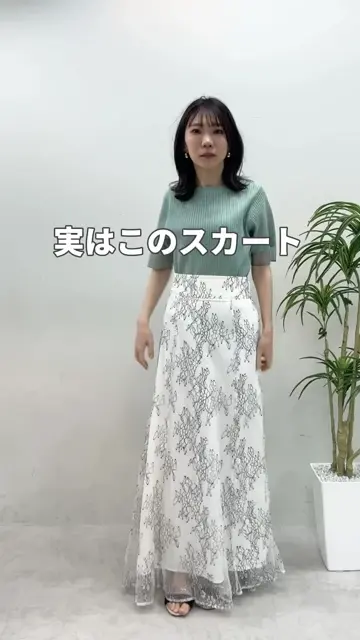 osono長さ変えれる配色レーススカート | natural couture(ナチュラル