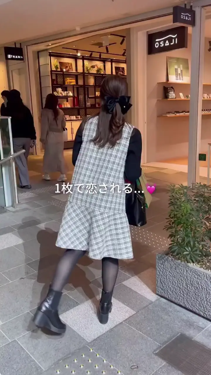 canami〉ツイードチェックミニワンピース | natural couture