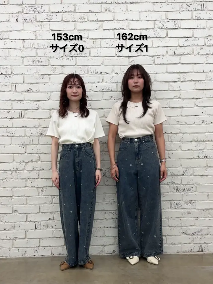 2サイズ展開/ウエスト調節可】ビジューフラワーデニム | Kastane