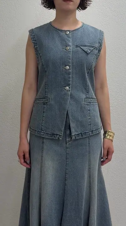 セットアップ着用可》ブルーデニムジレ | LOUNGEDRESS(ラウンジドレス