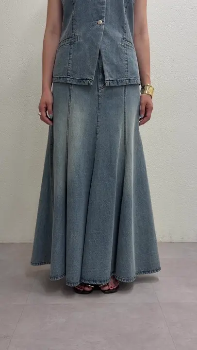 セットアップ着用可》ブルーデニムマーメイドスカート | LOUNGEDRESS