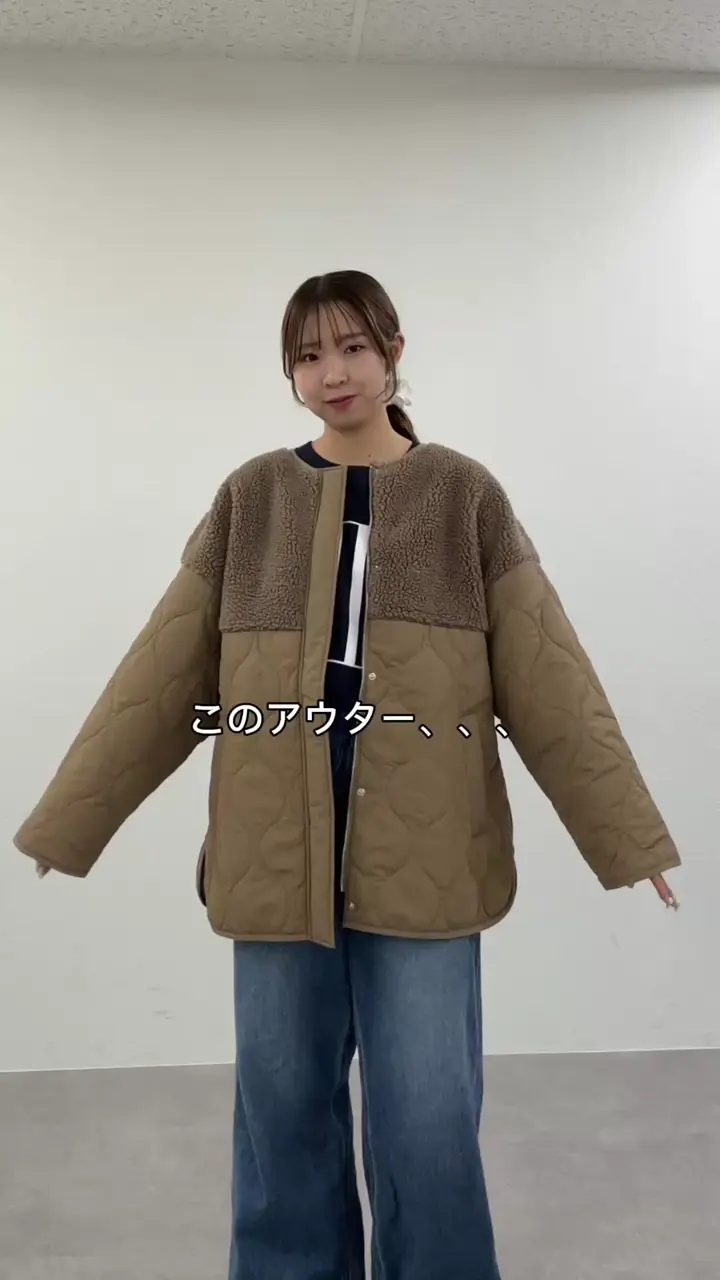 レディースロングアウター❤️秋冬コーデに必須！暖かキルティング&ボア切替 レディースロングアウター❤️秋冬コーデに必須！暖かキルティング