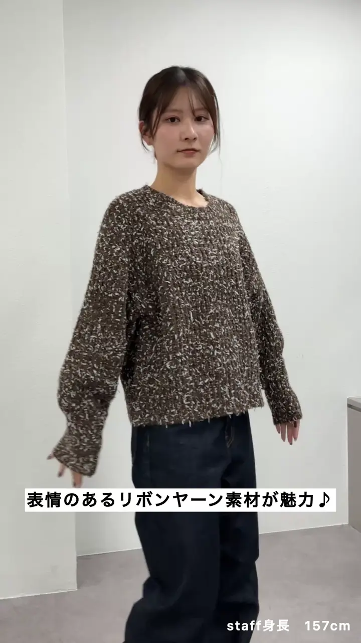 WEB限定】ショート丈リボーンヤーン袖ボリュームニット | DISCOAT