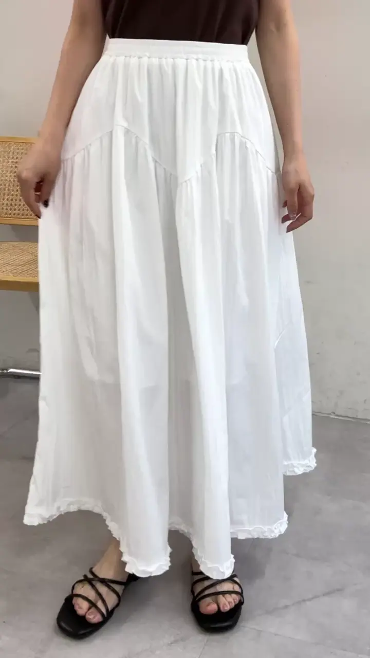 新品✨CLOTH&CROSS リネンコットンフレアスカート　裾フリル　ゆったり 裾フリルフレアスカート | DISCOAT(ディスコート)レディース | PAL