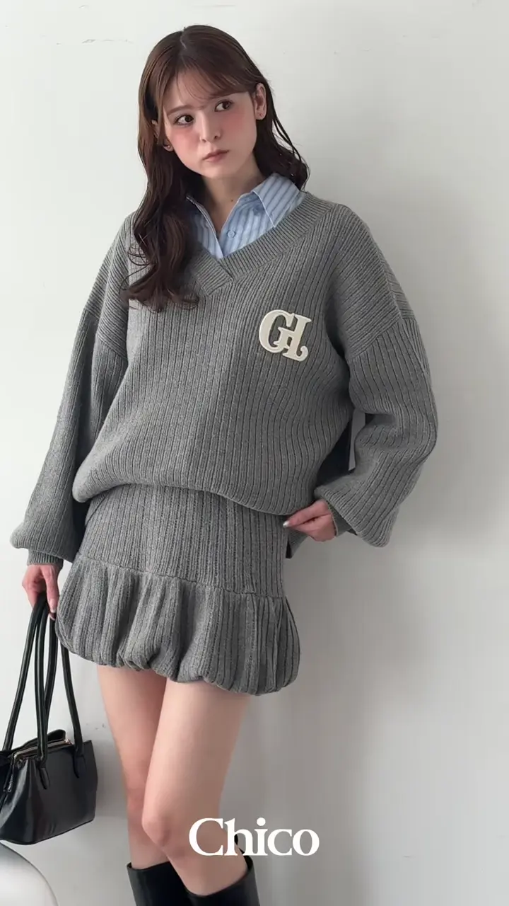 セットアップ対応】Vネックルーズニット | Chico(チコ)レディース