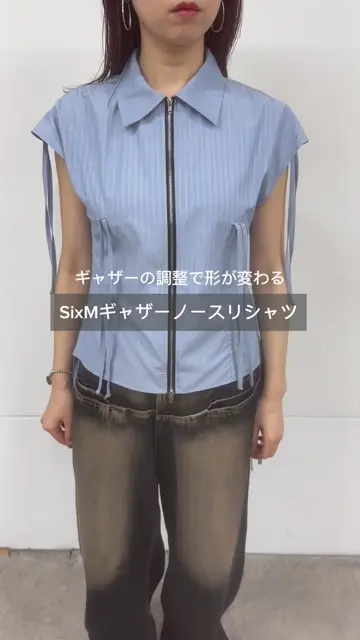 Six M/シックスエム】ギャザーリボンノースリシャツ | WHO'S WHO