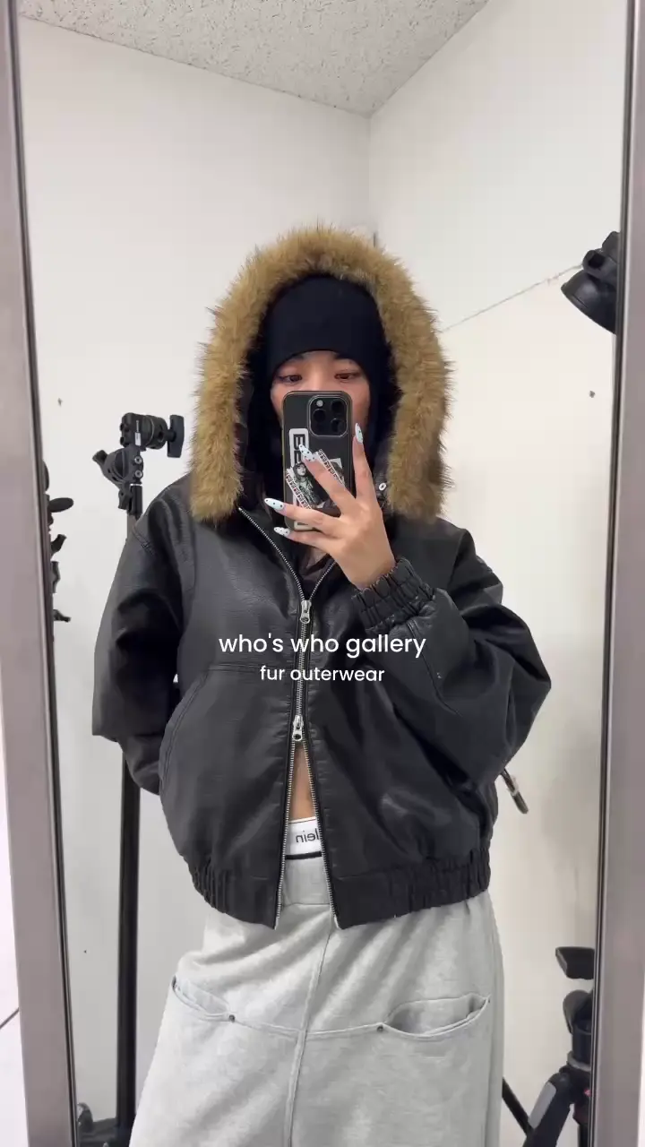 2way/ファー取り外し可能】ヴィンテージライクレザーファーフード