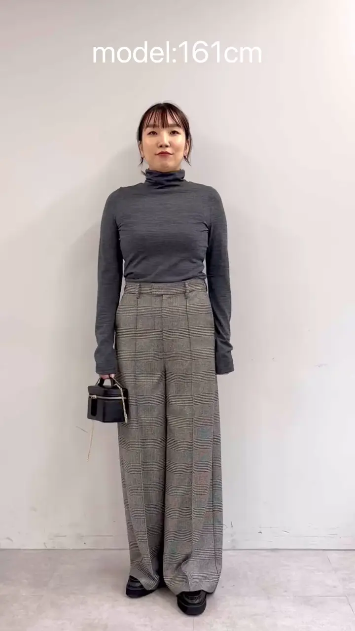 セットアップ対応可》グレンチェックノータックワイドパンツ