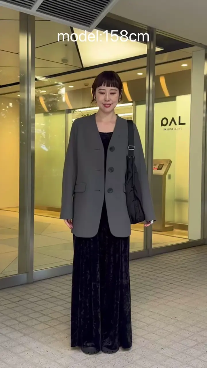 セットアップ対応可》ストレッチダブルクロスVネックジャケット