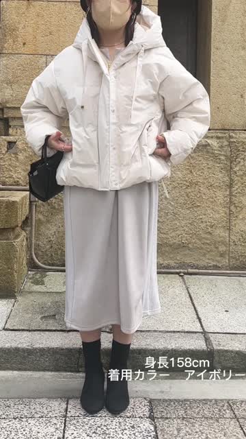 早い者勝ち‼︎【ほぼ新品】INÉD❤︎オフホワイトショートダウン ダウン ジャケット アウター ショート丈 長袖 ポケット ブラック