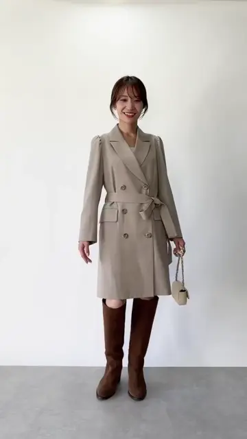 コートとワンピの2WAYお洒落アイテム】コート風ミニワンピース | La